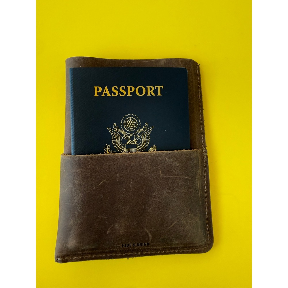 Hide & Drink Leather Passport Holder Bourbon Brown Rugged Travel Gorpcore